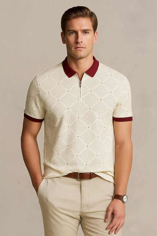 POLKA Dot Polo Shirt-Red