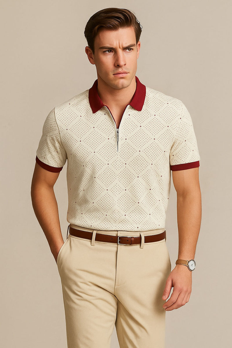 POLKA Dot Polo Shirt-Red