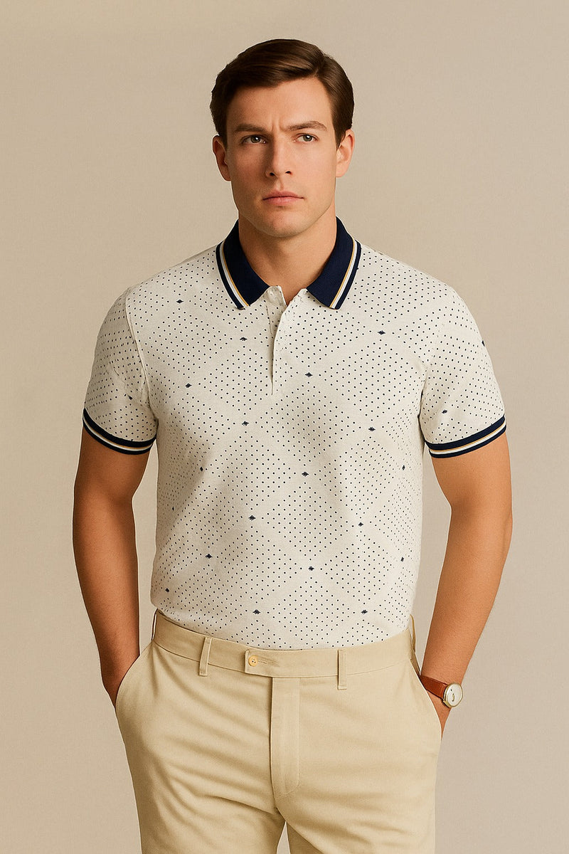 POLKA Dot Polo Shirt-Blue