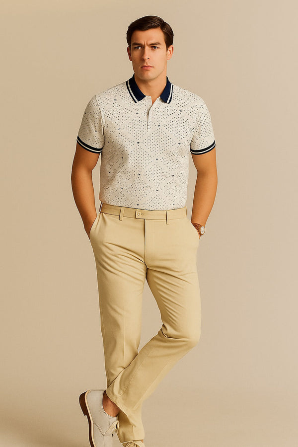 POLKA Dot Polo Shirt-Blue