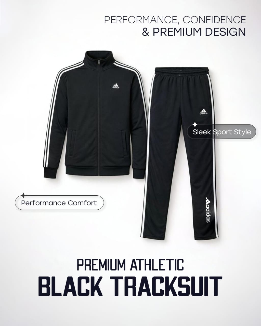 Stripes Signature Tracksuit- Black