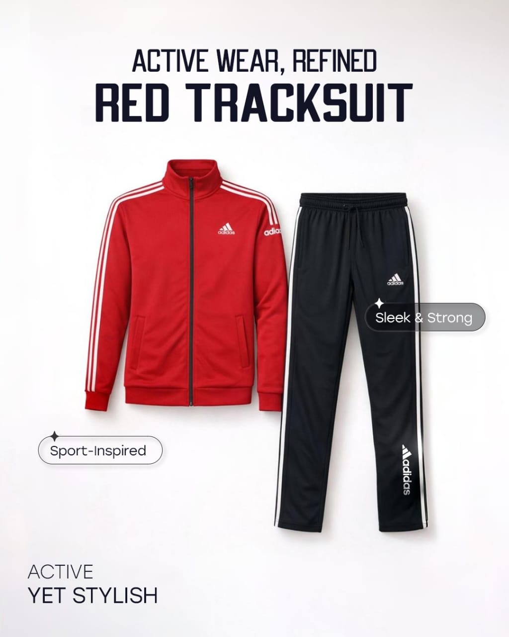 Stripes Signature Tracksuit- Red/Black