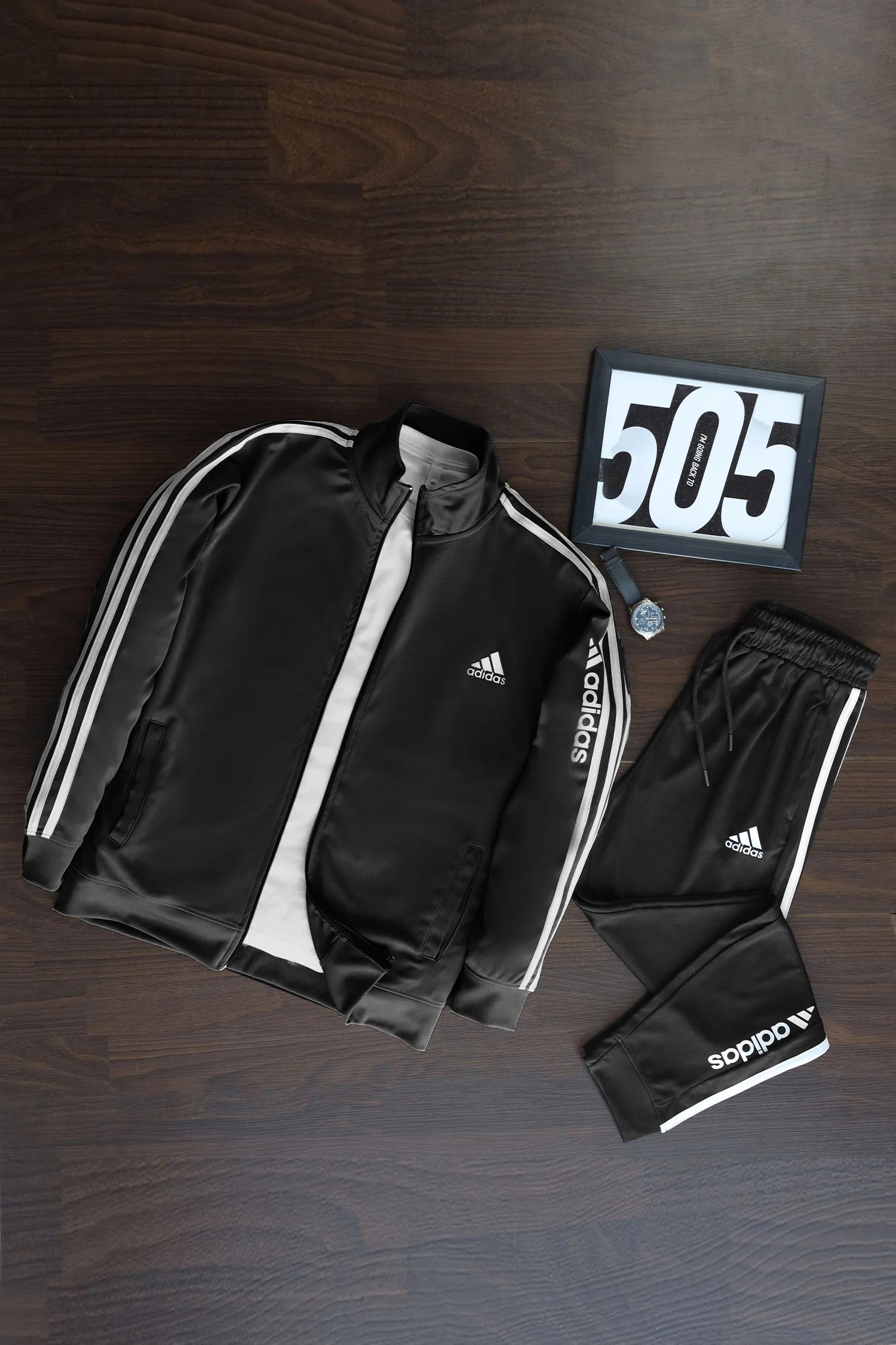 Stripes Signature Tracksuit- Black