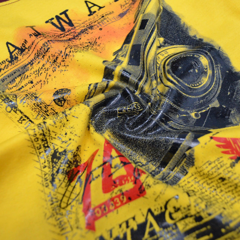 Kaiwaa Printed T-shirt-Yellow & Maroon