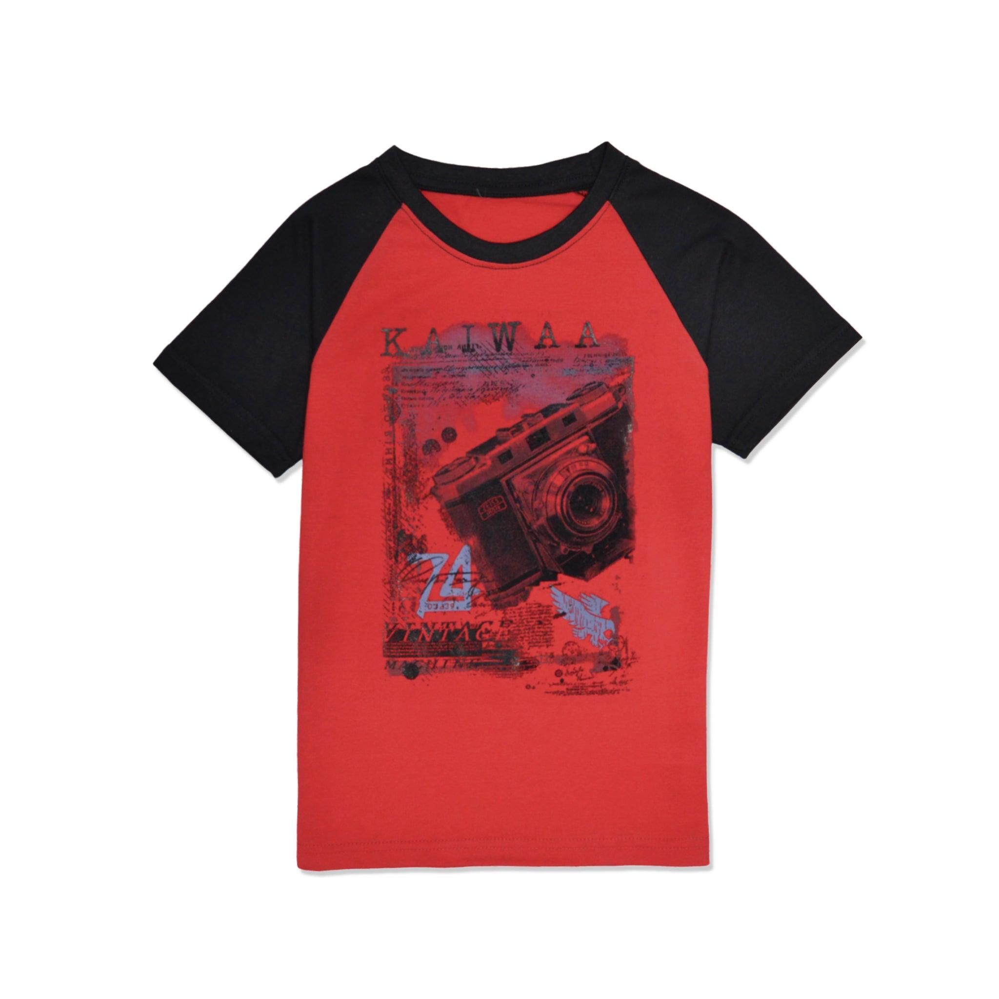 Kaiwaa Printed T-shirt- Red & Black