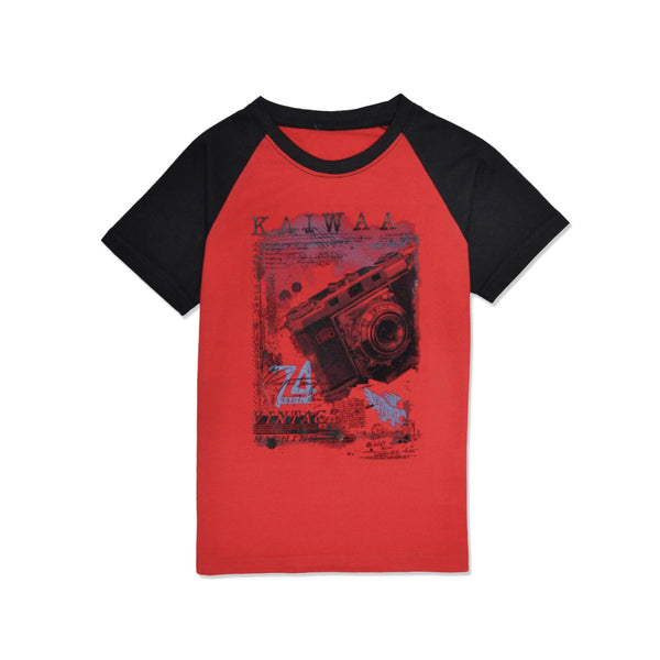 Kaiwaa Printed T-shirt- Red & Black