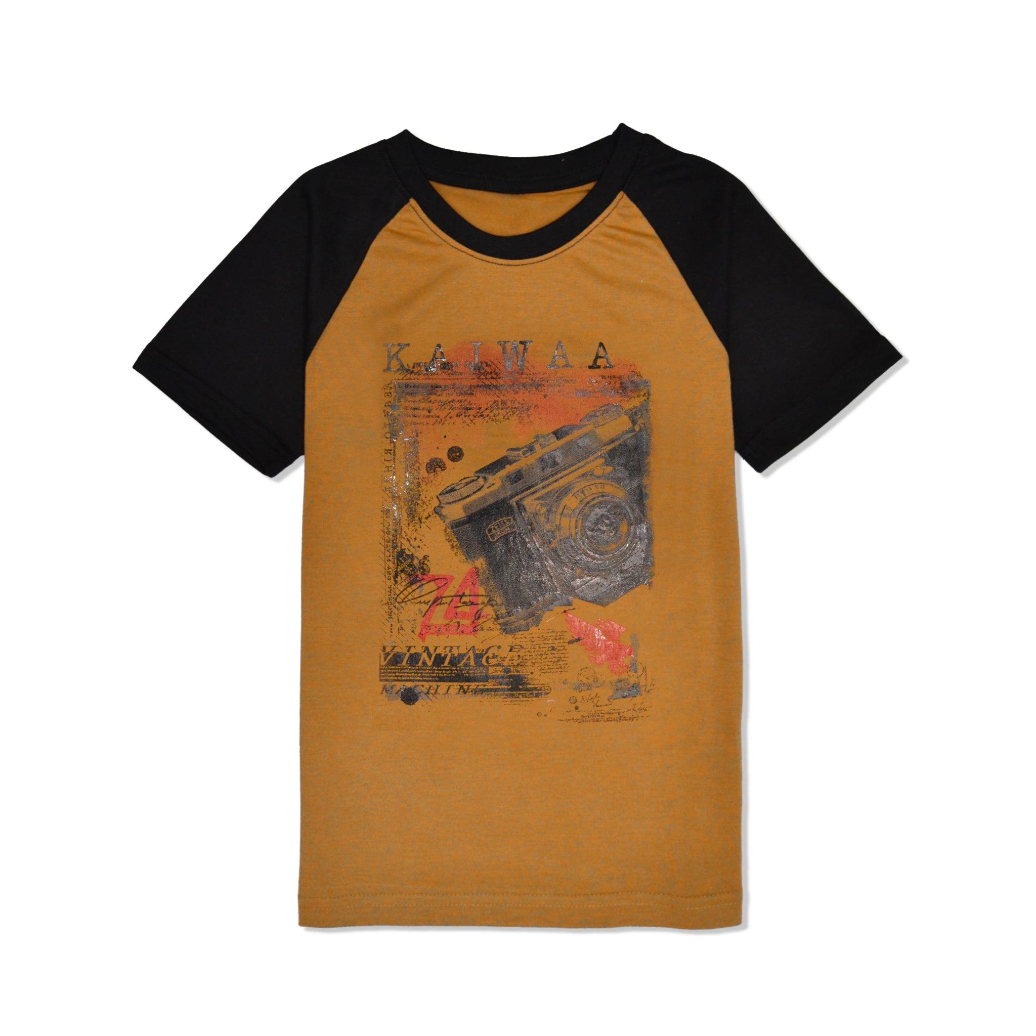 Kaiwaa Printed T-shirt- Mustard & Black