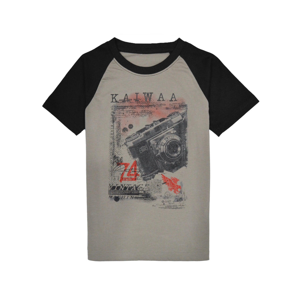 Kaiwaa Printed T-shirt- Light grey & Black