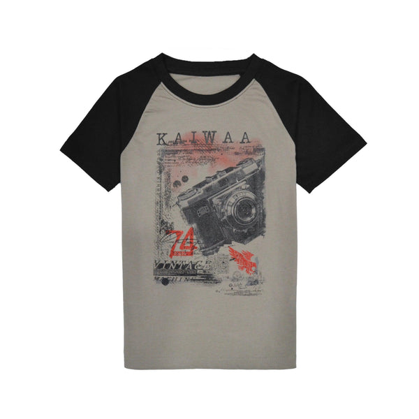 Kaiwaa Printed T-shirt- Light grey & Black