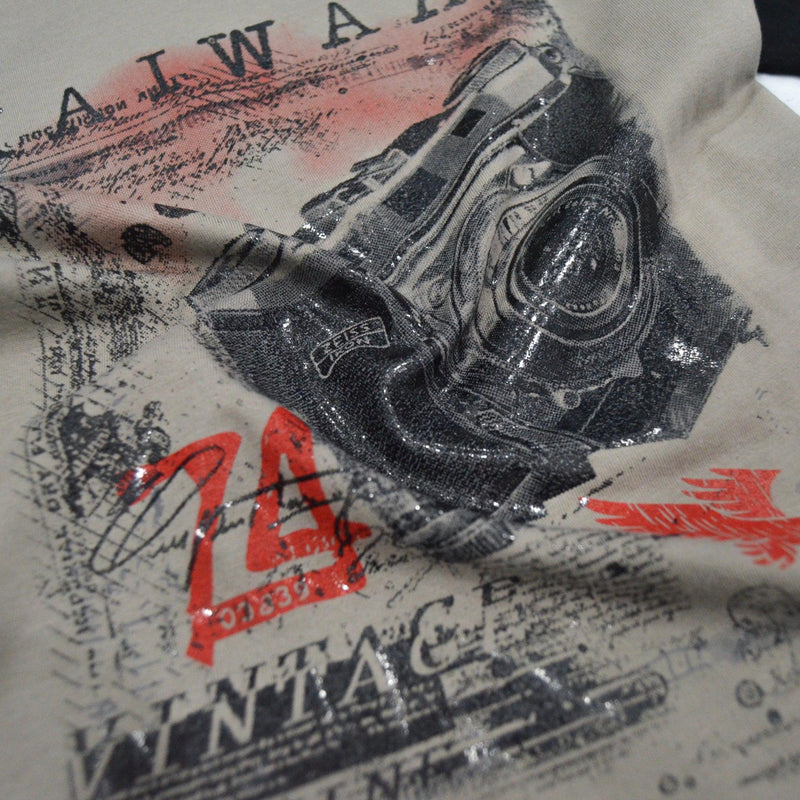 Kaiwaa Printed T-shirt- Light grey & Black