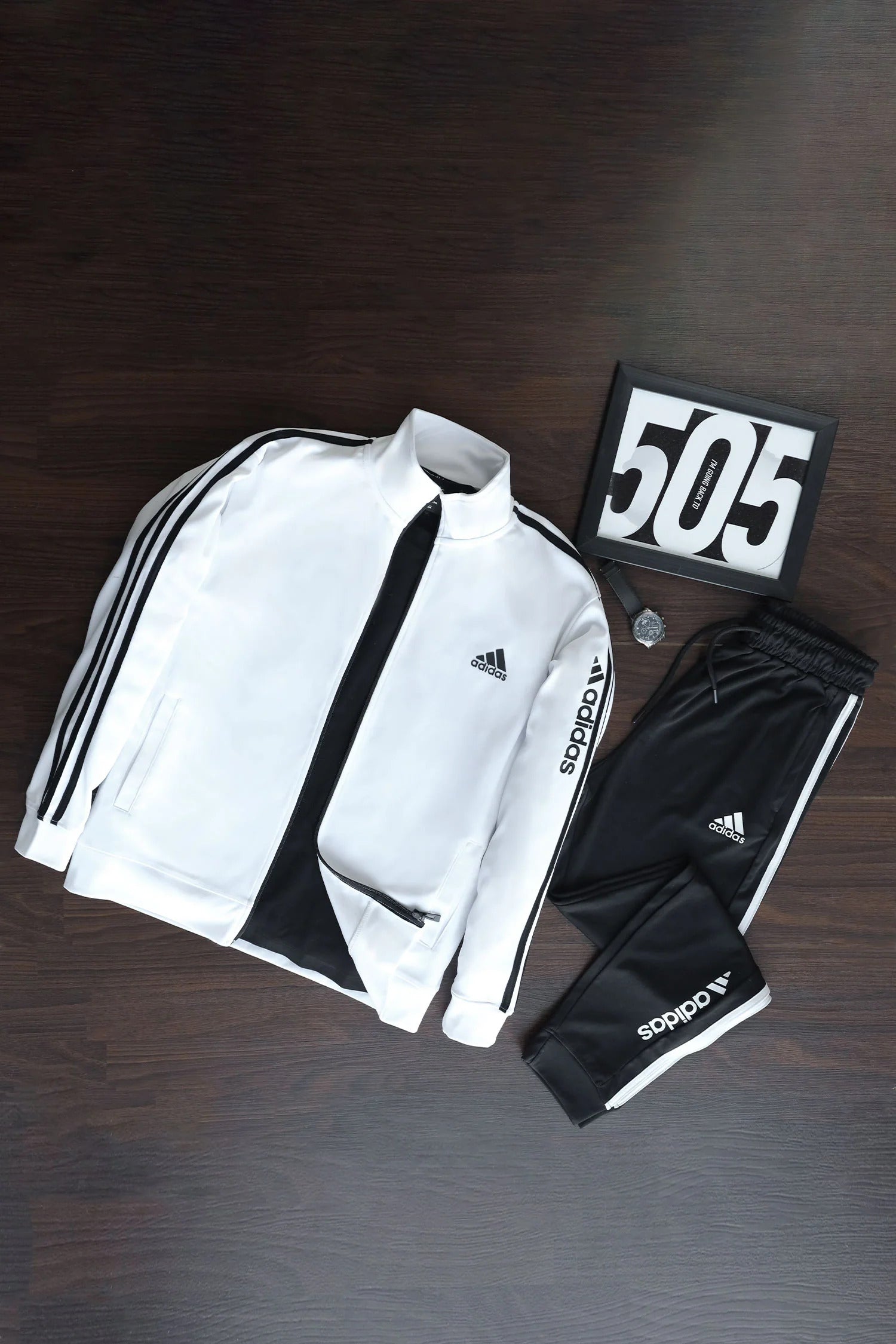 Stripes Signature Tracksuit- White/Black