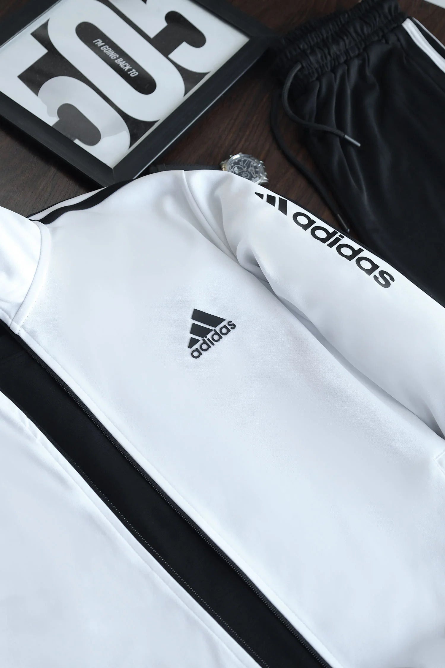 Stripes Signature Tracksuit- White/Black